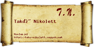 Takó Nikolett névjegykártya